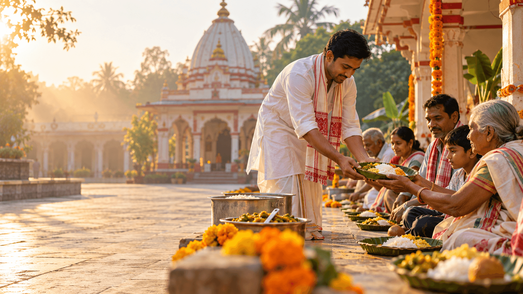 Sacred Anna Bhog Prasad Distribution Devotees